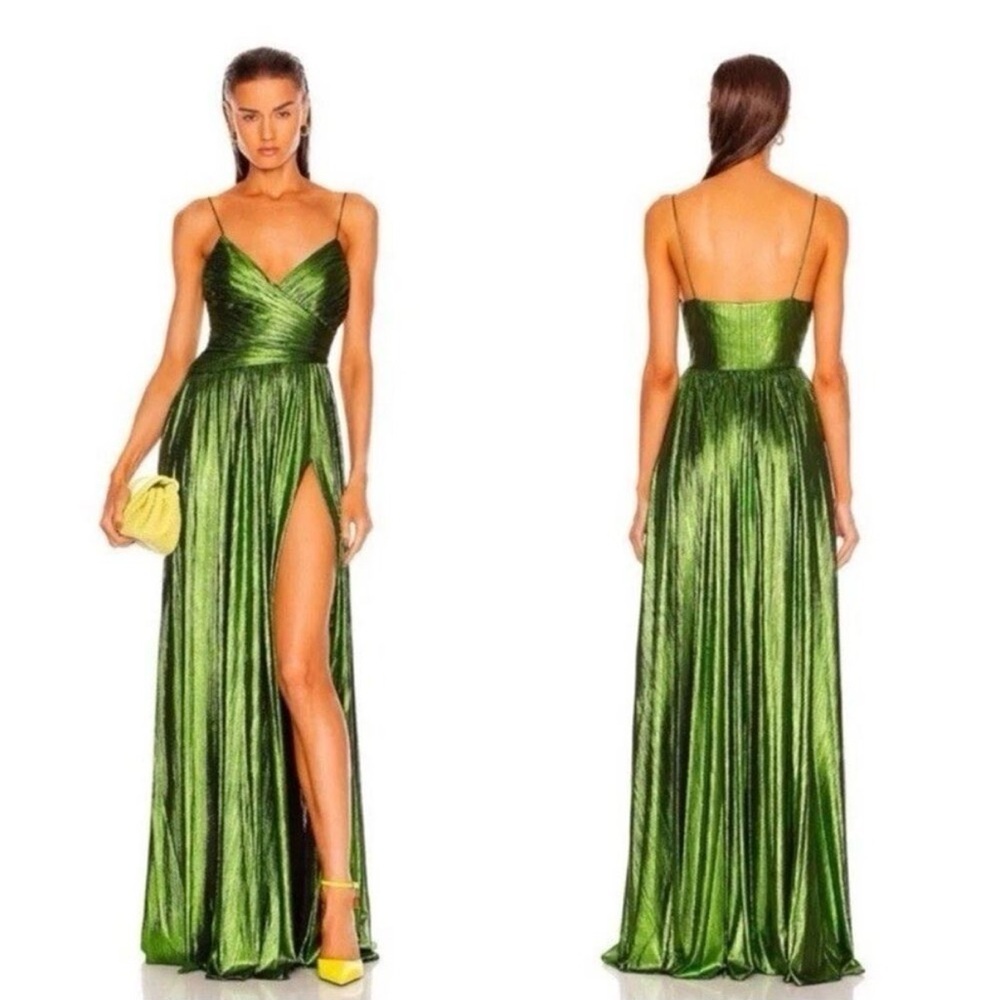 Retrofete Doss Metallic Green Maxi Formal Dress - Picture 2 of 13